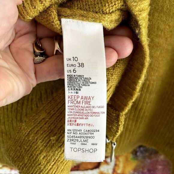 Topshop Zip Back Turtleneck Sweater Oversized Semi Cropped Size 6 - Picture 7 of 9